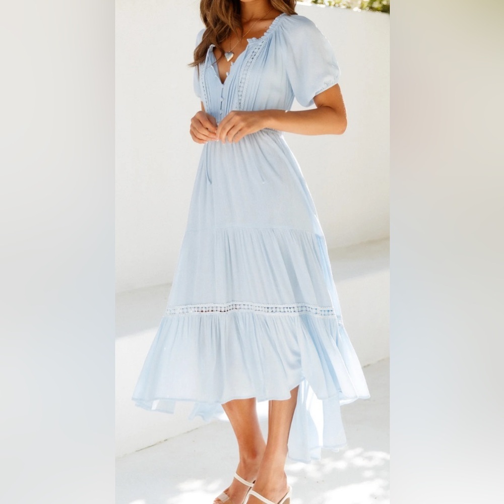 Hello Molly Light Blue Midi Dress - Picture 3 of 14